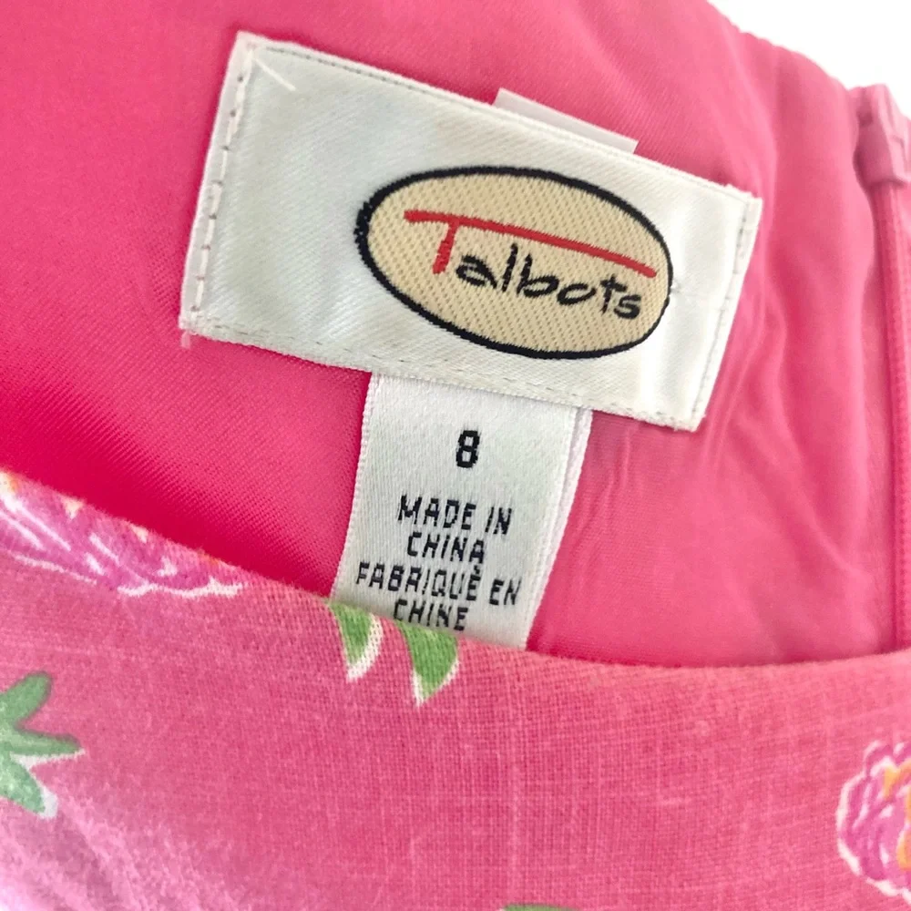 Vintage Talbots Pineapple Print Sleeveless Shift Dress with Cardigan Size 8